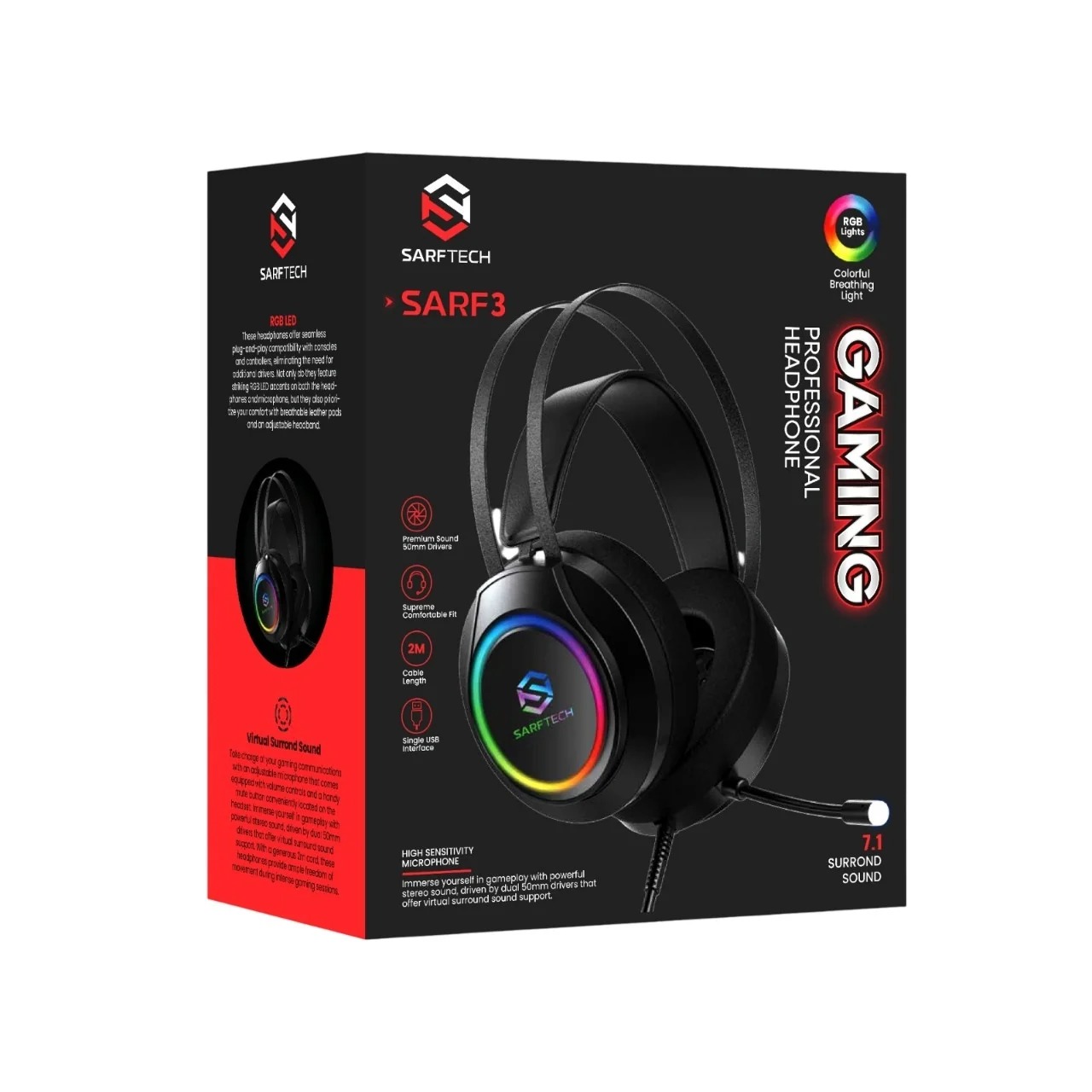 SARF3 RGB Ledli 7.1 Gaming Kablolu Mikrofonlu Oyuncu Kulaklığı