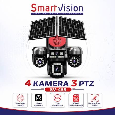 SV-459IP Çift Panelli 3 Ptz Sim Kartlı Solar Kamera